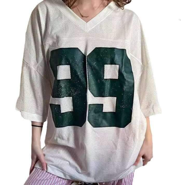 Y2K Summer New American Digital Printed Grid Transparent Loose Top Men's and Women's T-shirts