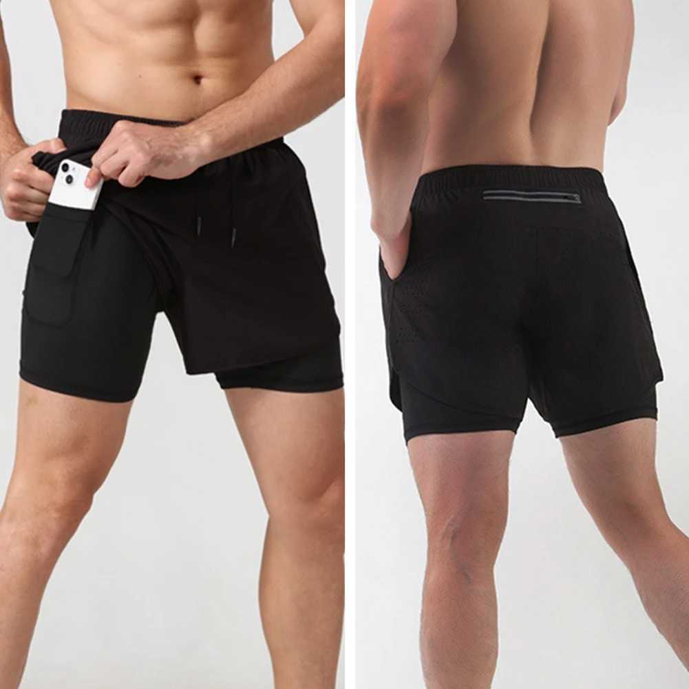 Mens Shorts Lined With Anti-glare Double-layer Fitness Shorts Running Loose-fitting Three-quarter Pants Athletic Shorts W250219