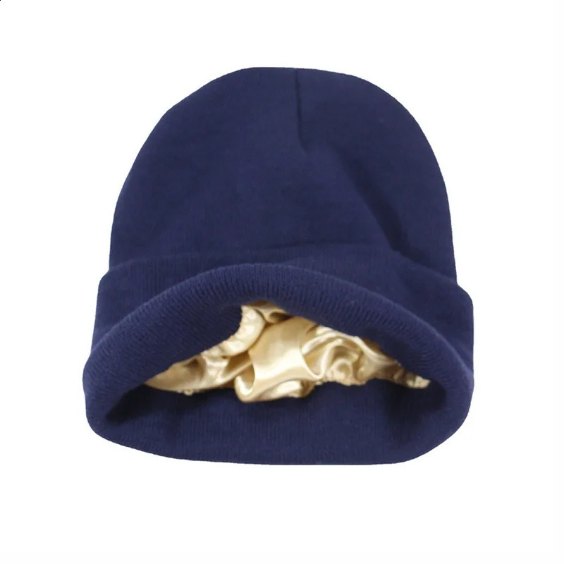 Winter Silk Satin Lined Knit Beanie Hats for Women Chunky Cap Warm Beanie Hat250214