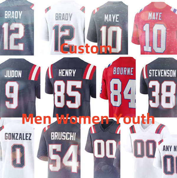 Tom Brady Rob Gronkowski Tedy Bruschi Randy Moss Christian Gonzalez Drake Maye Ja'Lynn Polk Rhare Stevenson Jacoby Brissett K.J. Osborn Football Patriot Jersey