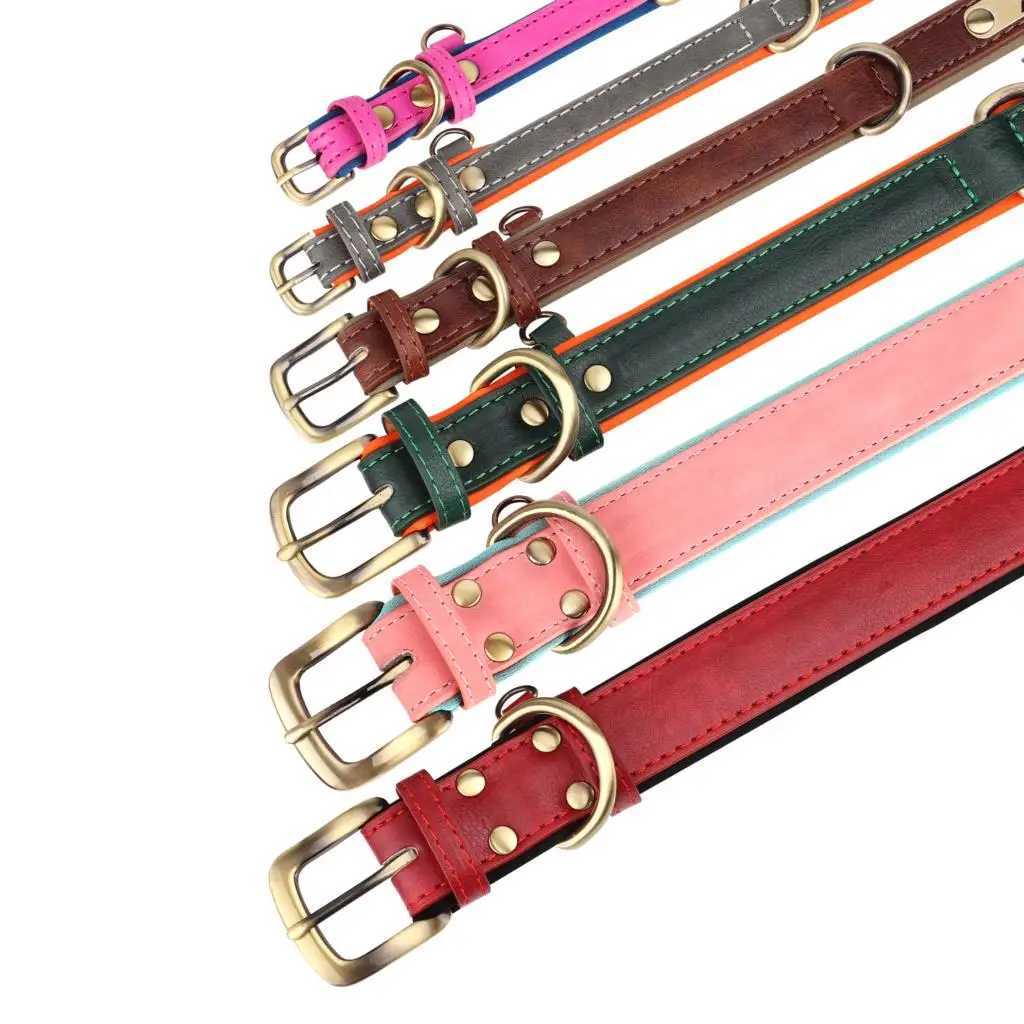Customized Leather Dog Collar Leash Set Soft Padded Leather Collar For Small Medium Large Dogs With Free Engraved NameplateXJ250218