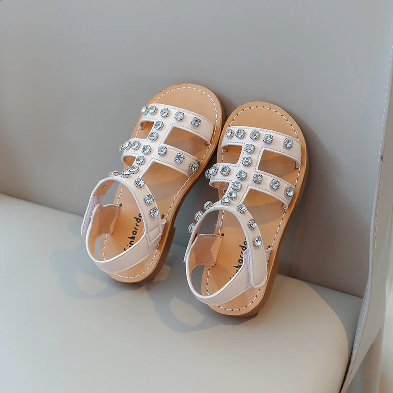 Girls Gladiator Sandals with Crystal Kids Glitter Rhinestone Summer Sandals Classic Beach Shoes Kids Water Shoes Princess Soft 250219