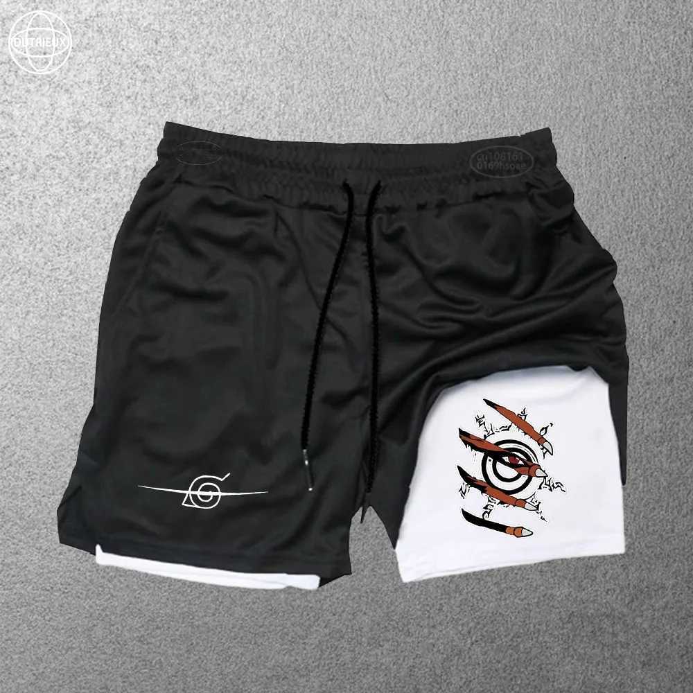 2024 New Mens Fitness Training Tights Printed Summer Two-in-One Quick-Drying Gym Jogging Shorts Outdoor Sportswear M-3XL W250219