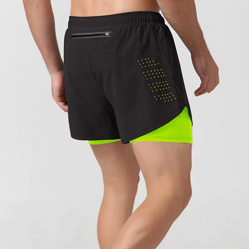 Mens Shorts Lined With Anti-glare Double-layer Fitness Shorts Running Loose-fitting Three-quarter Pants Athletic Shorts W250219