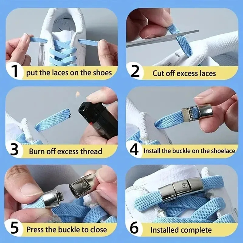 8MM No Tie Shoe Laces Press Lock Shoelaces Without Ties Elastic Sneaker Kids Adult Widened Flat Shoelace for Shoes w250219