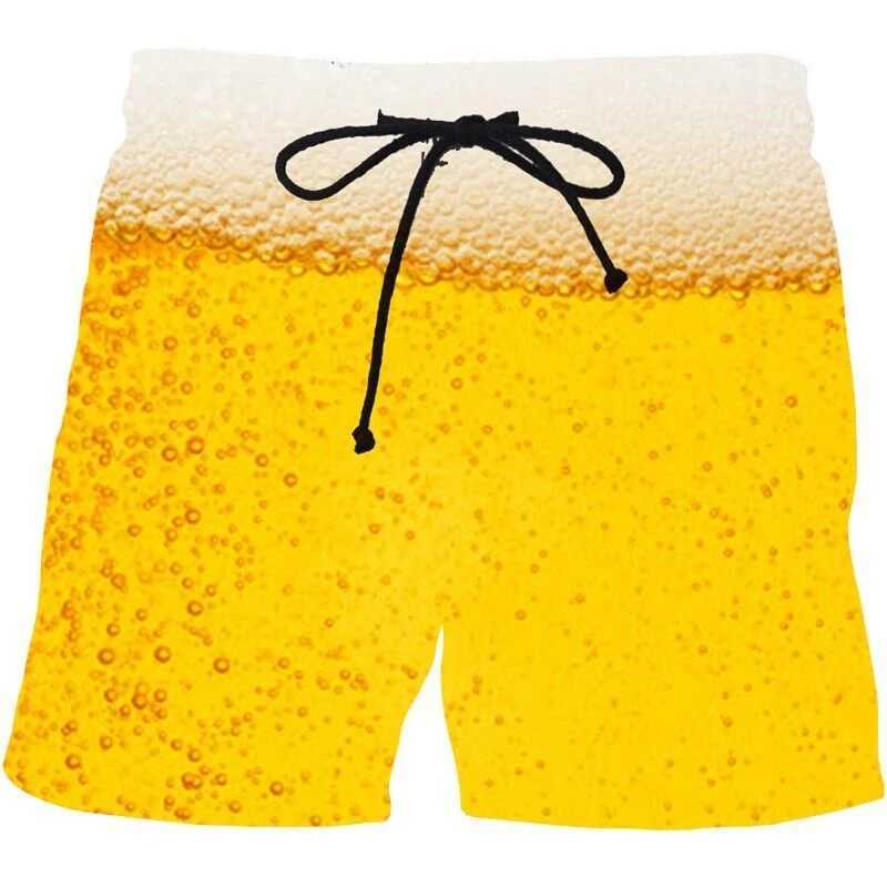 Beer Graphic Board Shorts Pants Men 3D Gulf Casual Printed Beach Shorts Summer Cool Surf Swim Trunks Hawaii Swimsuit Ice Shorts W250219