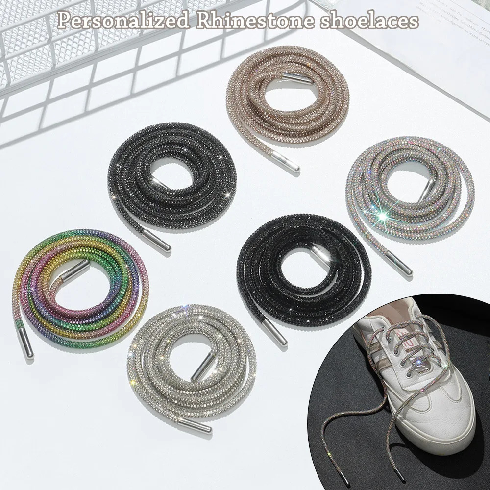 1Pc 100120140160cm Fashion y Rhinestone Shoelaces Rainbow Diamond ShoeLaces Casual Braiding Sneaker Laces Round Shoelace 250219