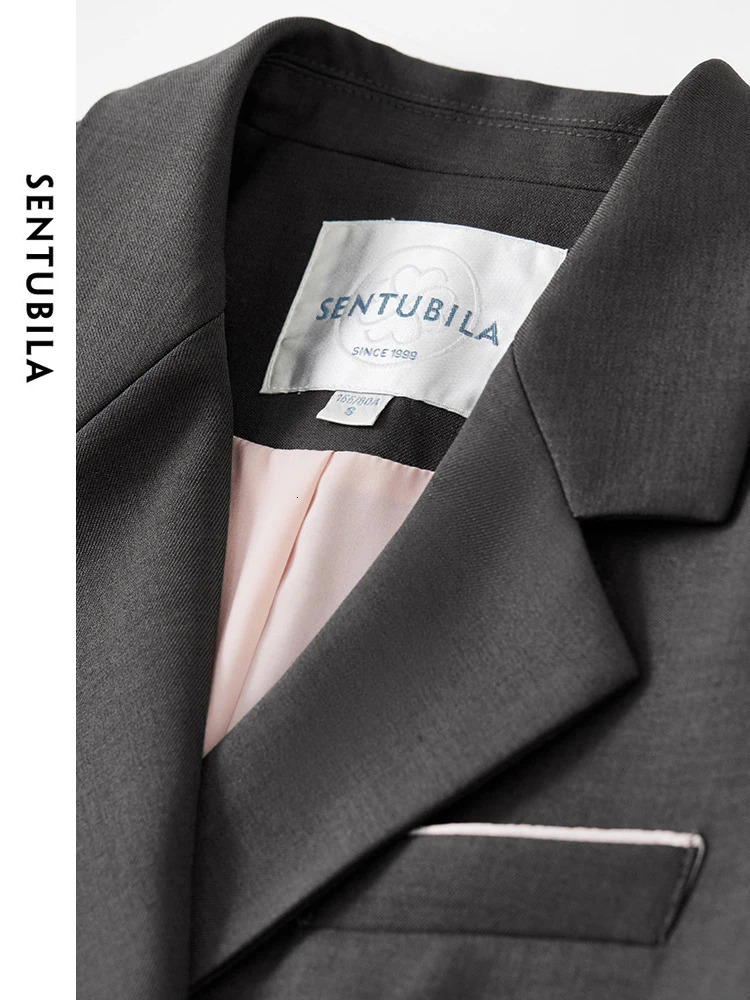 SENTUBILA Office Lady Patchwork Jacquard Women Blazer Autumn Straight Doublebreasted Long Sleeve Coats Clothes 143X54988 250213