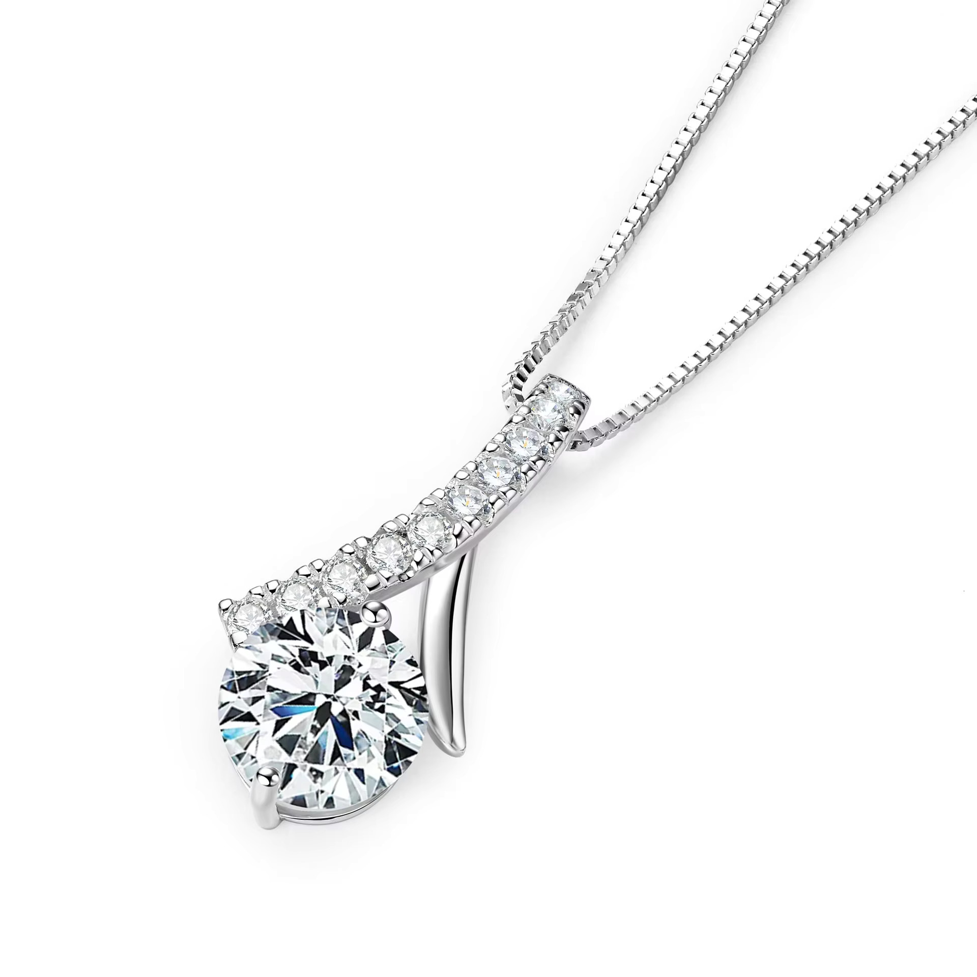 Wholesale S Moissanite Jewelry Water Drop Crystal Zircon Pendant Necklace with GRA and Gift Box for Women