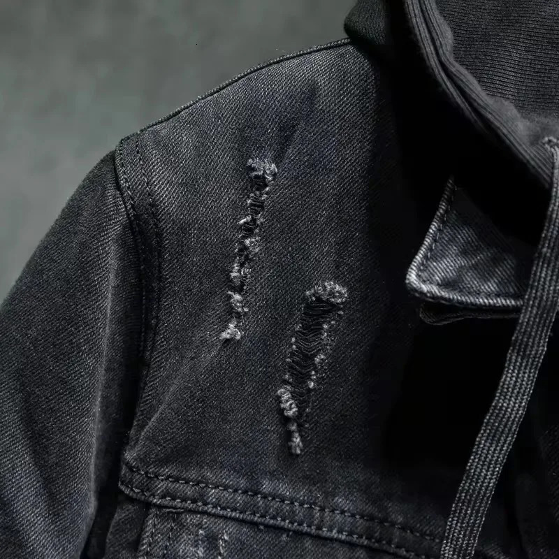 Winter Liner Thicker Warm Mens Black Hooded Denim Jacket Lining Plus Cotton Thick Outerwear Streetwear Cowboy Coat 250210