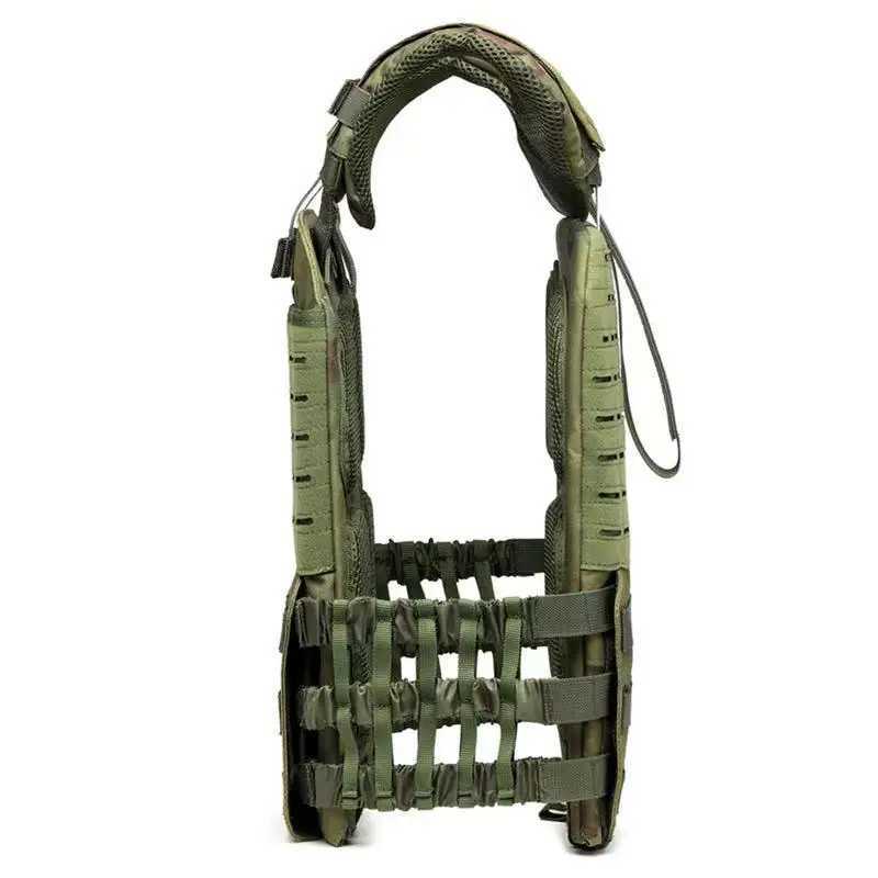 Army Green Breathable and Wear-resistant Tactical Vest - Outdoor Training Multi-functional MOLLE System Weight-bearing GearXJ250219