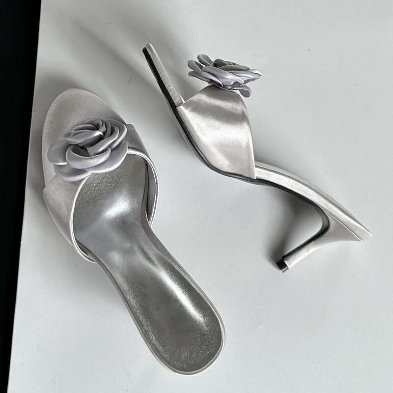 2025 Summer Fashion wer Woman Slippers Thin Low Heels Party Stripper Ladies Mules Slides atos Mujer