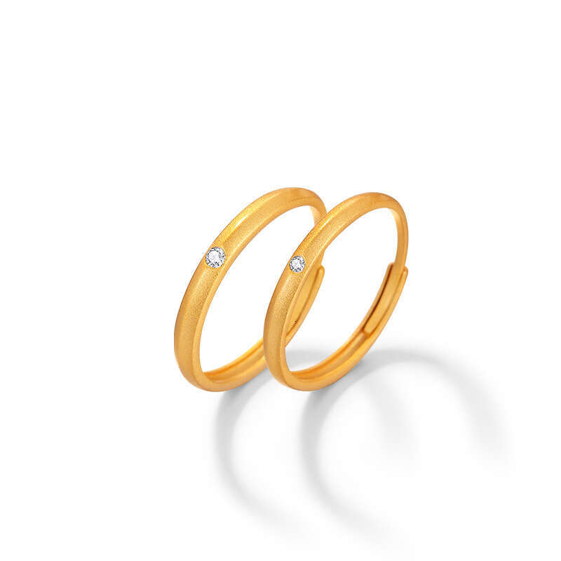 M bius Silver 999 Couple for Men Women, Light Luxury and High Grade Zircon Plain Circle 520 Matte Pair Ring