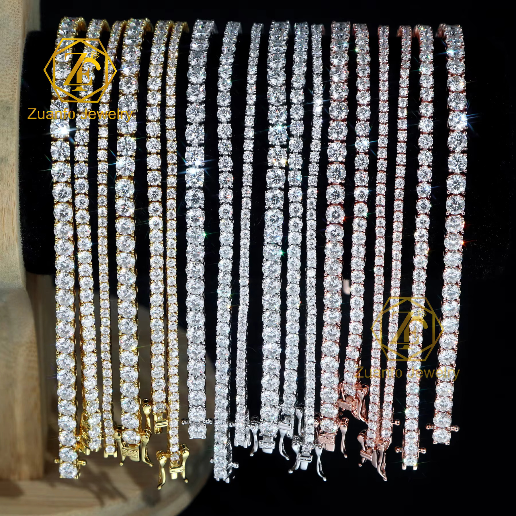 Sterg Sier VVS Moissanite Tennis Chain Pass Dia Tester 2MM 3MM 4MM 5MM GRA Certificate Hip Hop Fine Chains Necklace