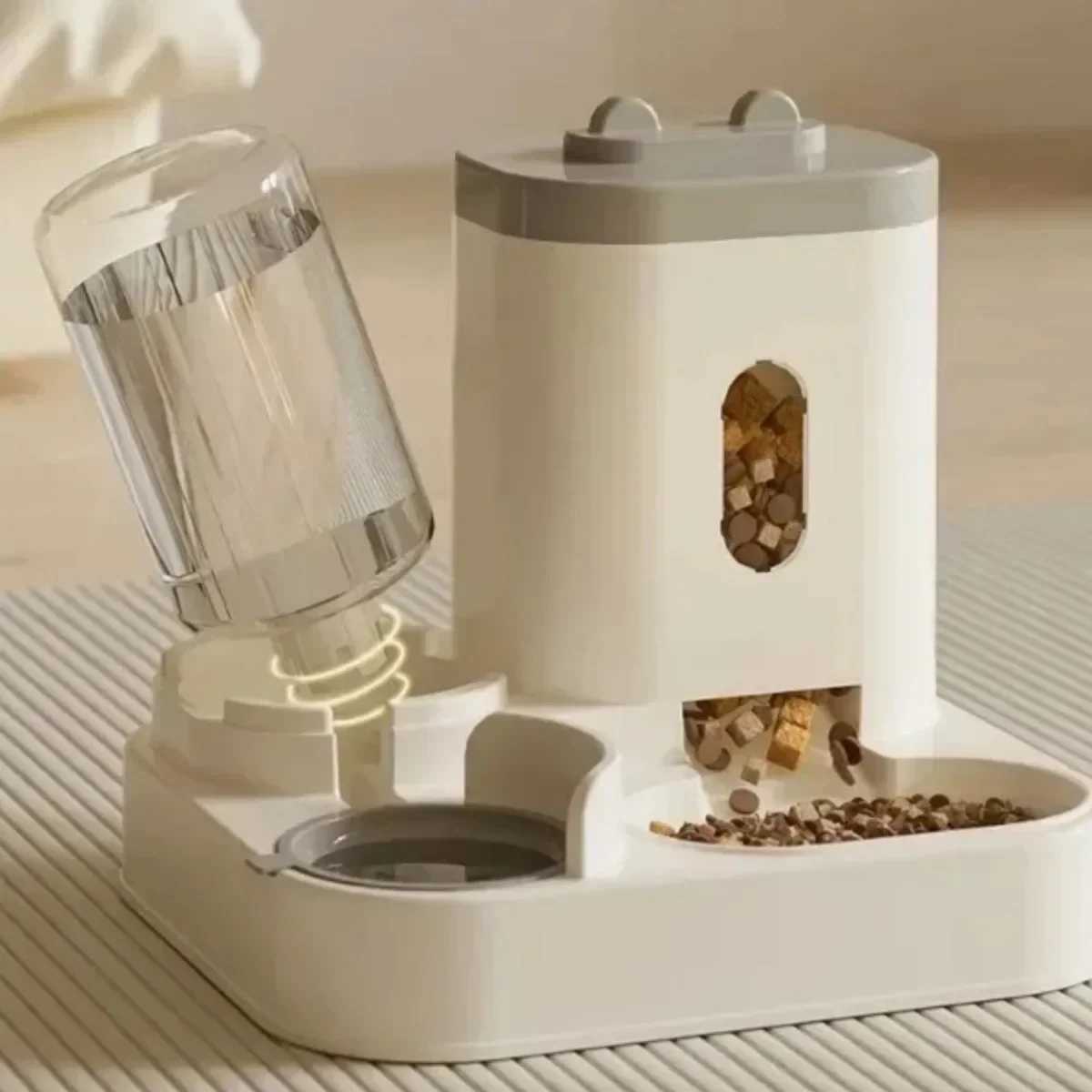 Dog Feeders Automatic Feeder Dog Cat Food Bowl With Water Fountain Large Capacity Pet Food Storage Dispenser Container Puppy Pet Accessories H250218