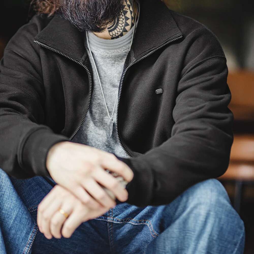 Men's High Neck Warm Polar Fleece Ing Thickened Coat Casual Sports Style Cardigan Sweater Vintage Tennis Jacket