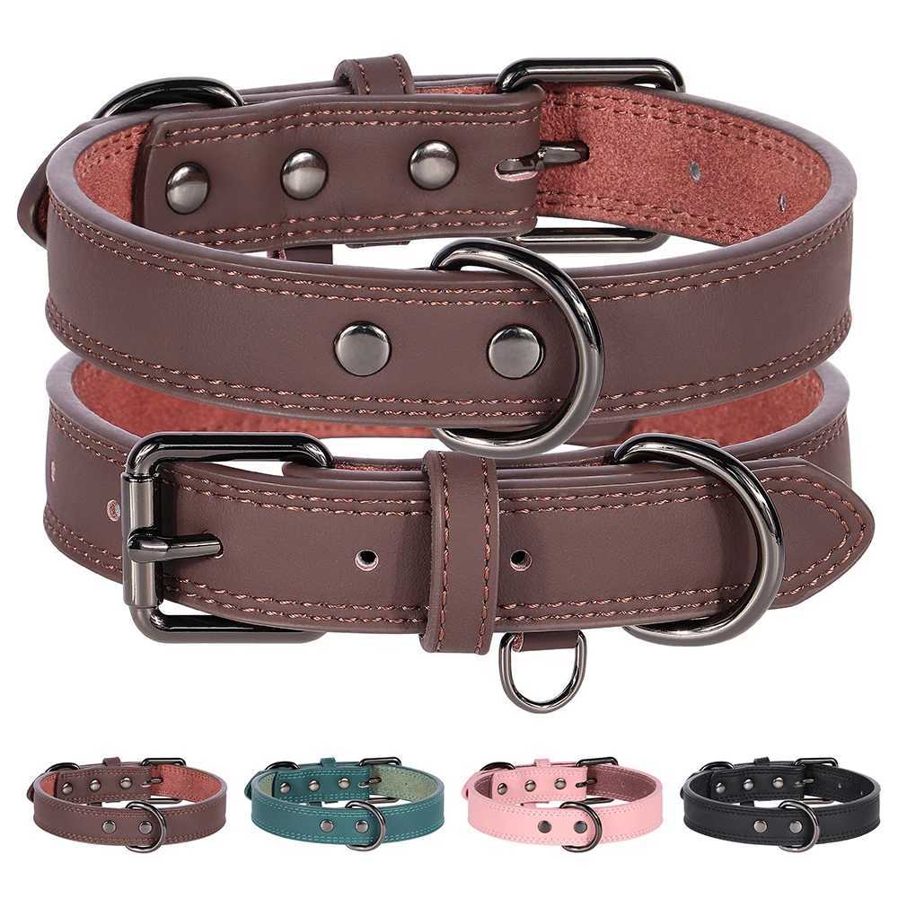 Soft Durable Real Leather Dog Collar Genuine Leather Pet Collars for Small Medium Large Dogs German shepherd Brown Black W250219