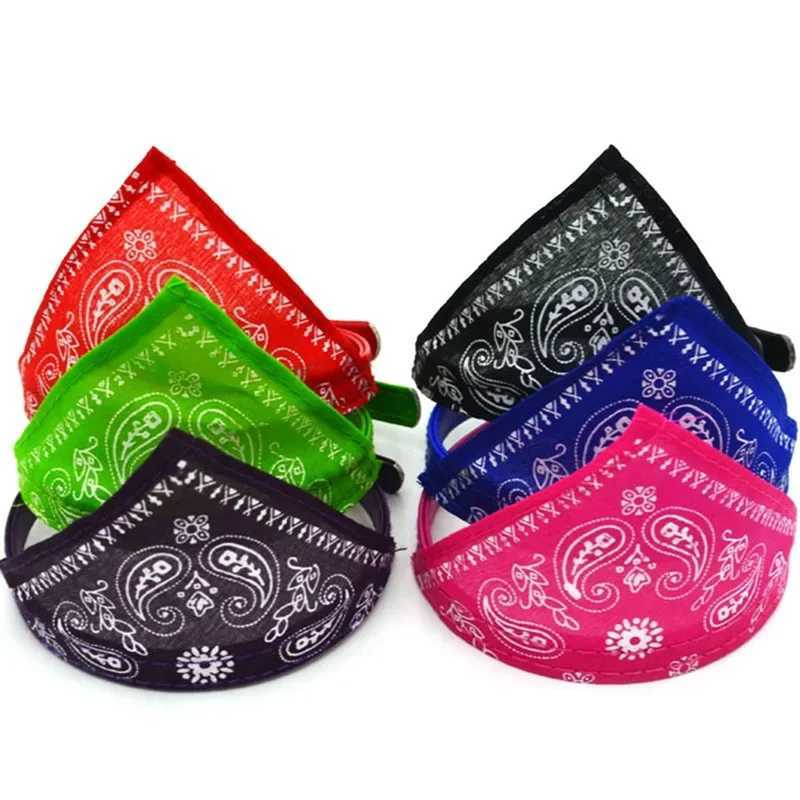 Adjustable cat and dog bandana collar PU pet neck scarf with printed triangle scarfXJ250218