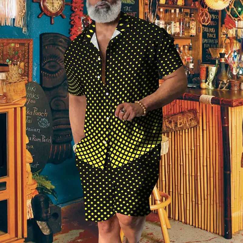 Fashion Trend Print Party Suit 3D print Shirt Beach Shorts Oversized luxury 2Pcs set Vacation Hawaiian Streetwear Man SuitsXJ250218