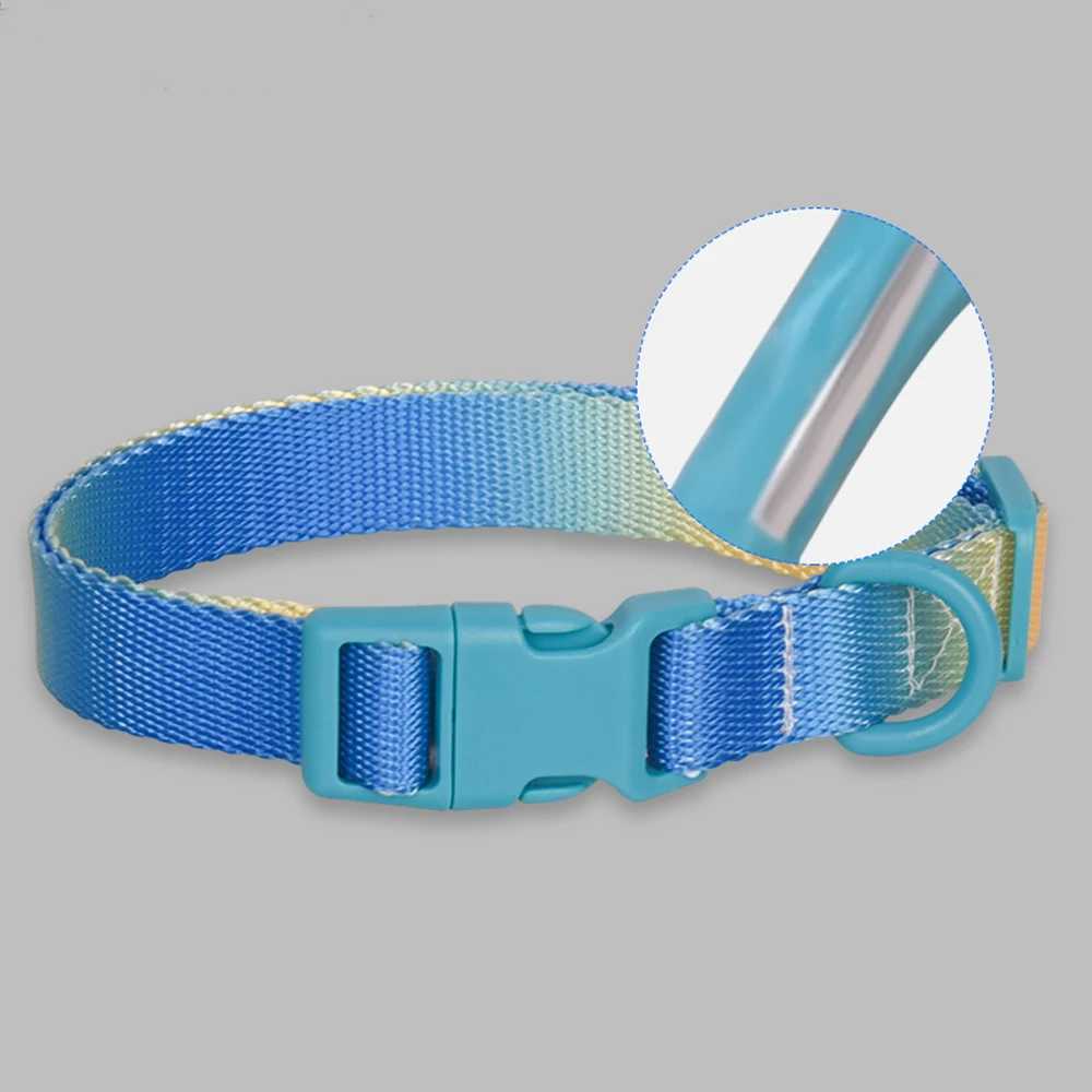 Gradient Color Puppy Dog Collar Adjustable Durable Nylon Dog Collar for Small Medium Large Dogs Yorkie Terrier Pet Accessories W250219
