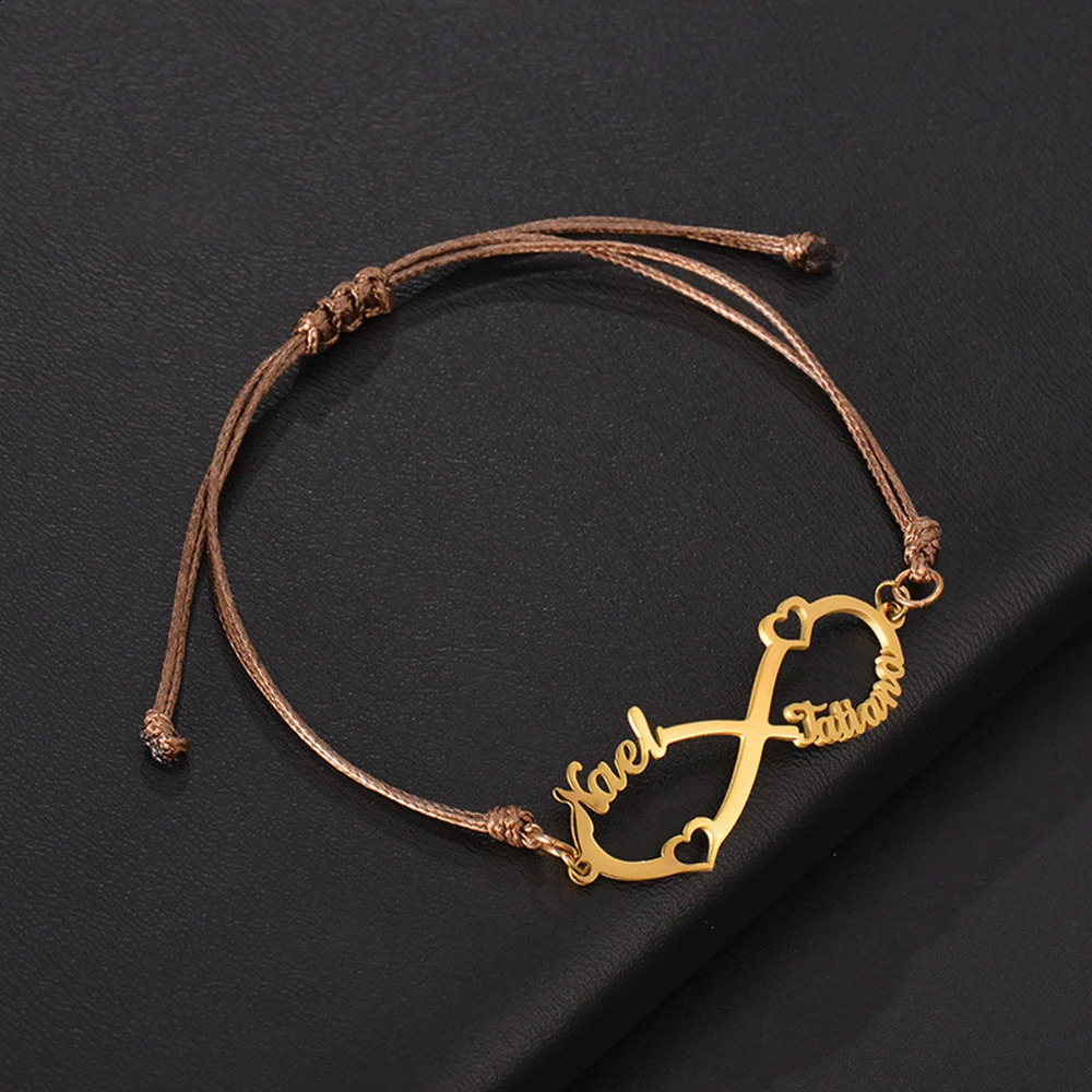 HIYONG Stainless Steel Cutting English Name Bracelet Personalized DIY Hand-woven Hand Rope Unisex Hand Jewelry 250214