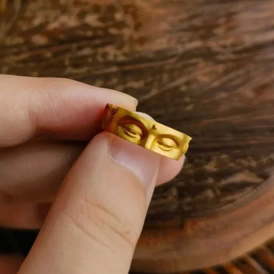 Speak No Evil Buddha Half Face Ring Buddhist Accessories Handmade Gothic Adjustable Open Ring Unisex Designer Jewelry Bless GiftXJ250219