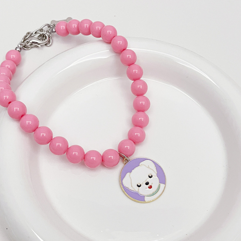 Fashion Colored Dog Necklace with Small Dog Charm, Cute Dog Necklace, Adjustable Pet Necklace for Small Medium Dog Chihuahua Birthday Gift, Party Dres
