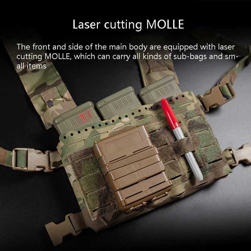 Tactical Chest Rig MK5 Micro Fight Chassis MkV Laser Cut MOLLE Triple 5.56 Magazine Placard Pouch for Plate Carrier Hunting VestXJ250219