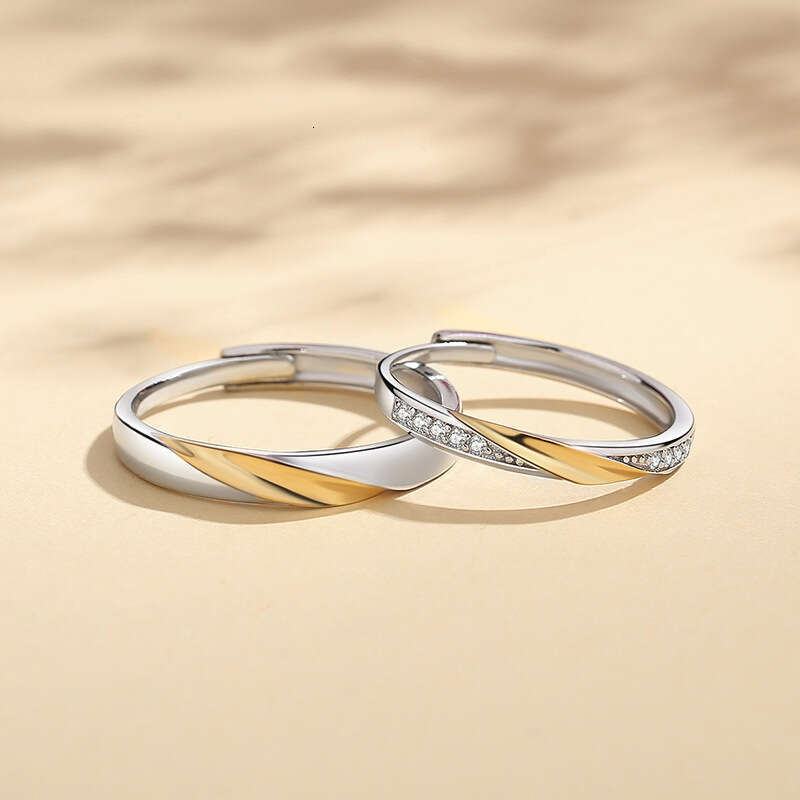 Mobius sterling silver lovers small design luxury Qixi Valentine's Day star pair ring