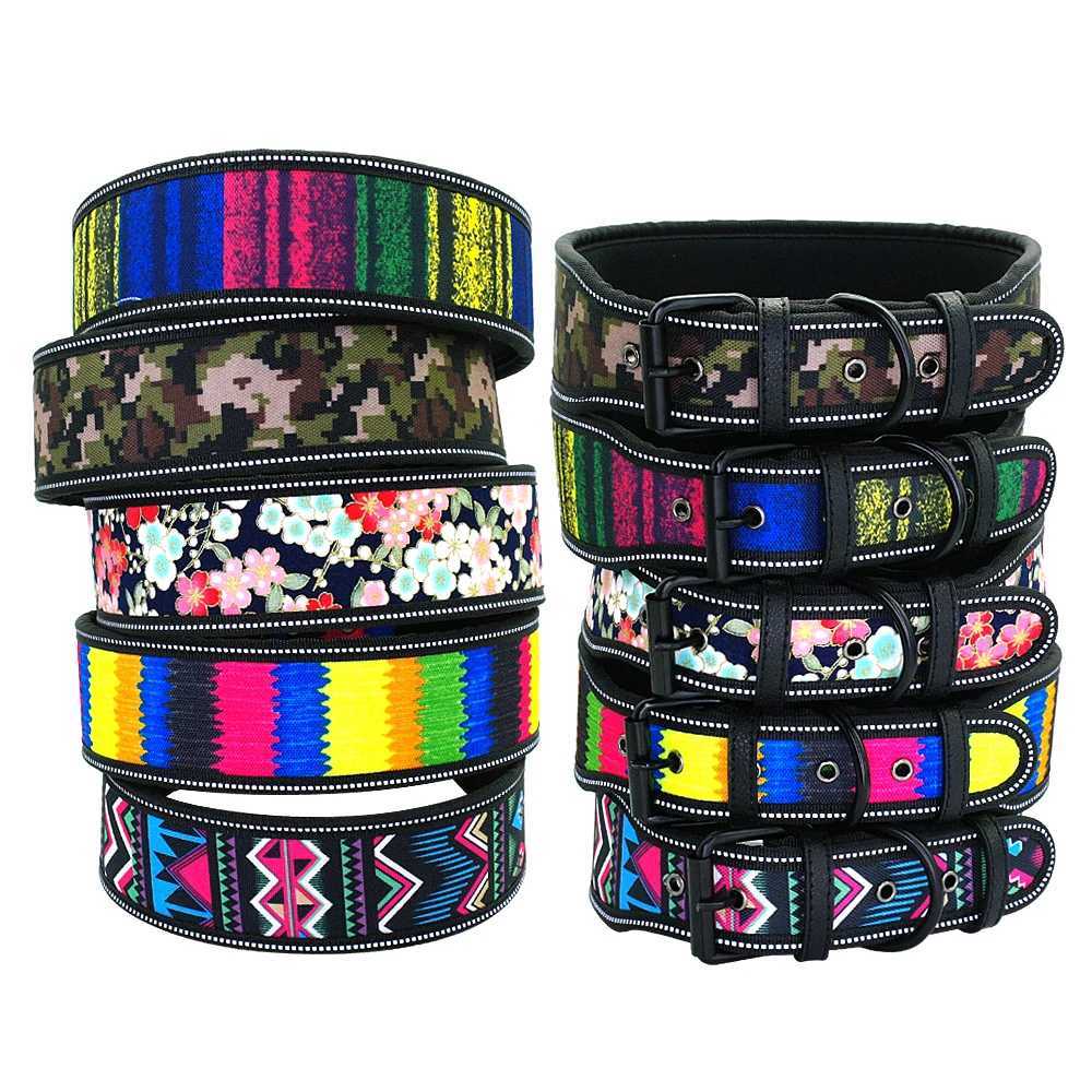 Reflective Puppy Big Dog Collar Adjustable Wide Pet Collars With Buckle For Small Medium Large Dogs Pitbull Greyhound Dog Chain W250219