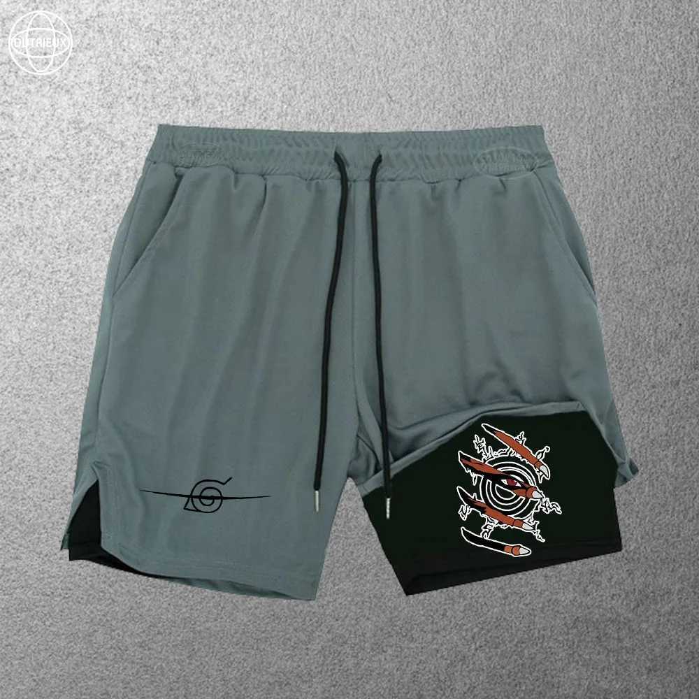 2024 New Mens Fitness Training Tights Printed Summer Two-in-One Quick-Drying Gym Jogging Shorts Outdoor Sportswear M-3XL W250219