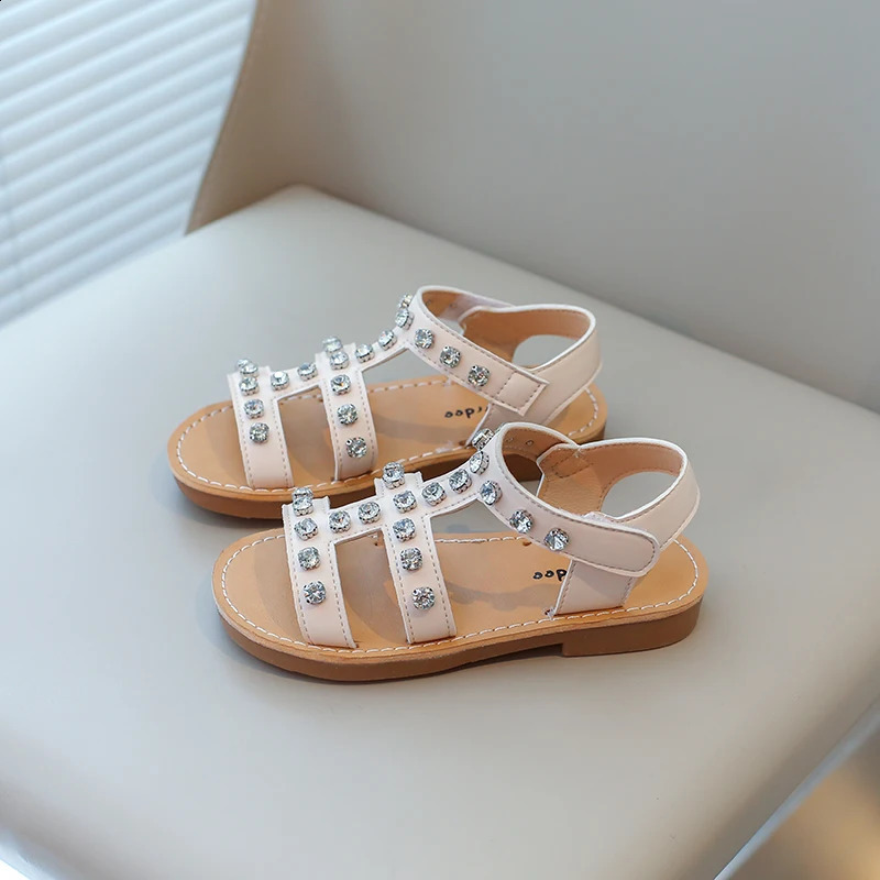 Girls Gladiator Sandals with Crystal Kids Glitter Rhinestone Summer Sandals Classic Beach Shoes Kids Water Shoes Princess Soft 250219