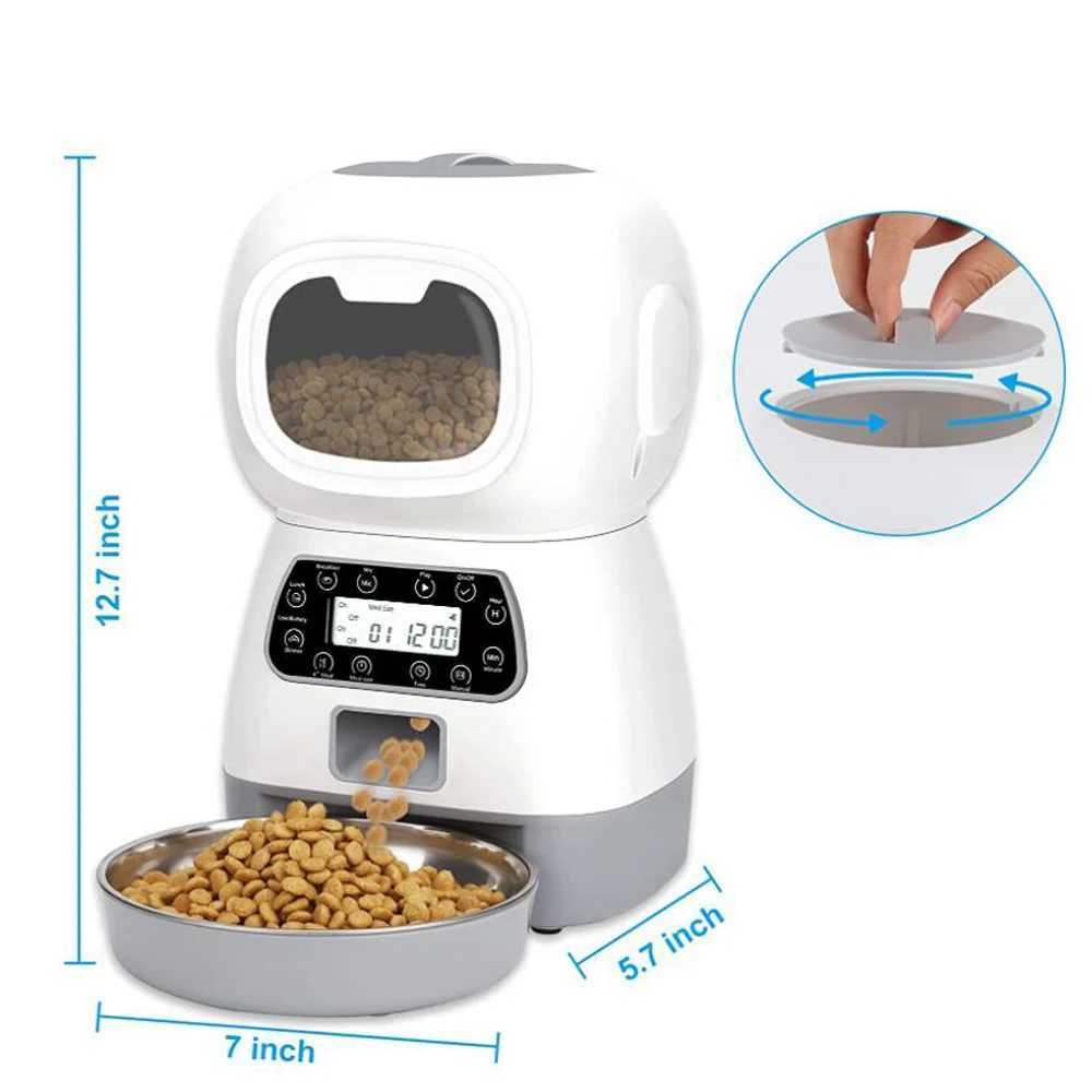 Dog Feeders Automatic cat feeder 3.5L dog dry food dispenser bowl 2L pet dog water dispenser for pet smart Tuya WIFI feeder H250218