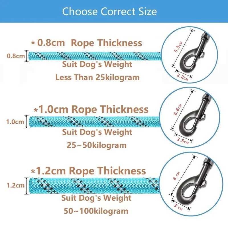 150/200 Strong Dog Leash Pet Leashes Reflective Leash For Big Small Medium Large Dog Leash Drag Pull Tow Golden RetrieverXJ250218