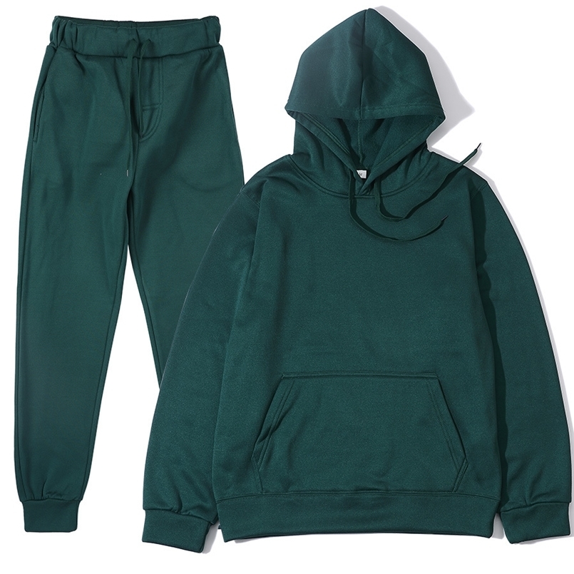 Mens autumn and winter solid color hooded sweatshirtpants two-piece fashionable casual sports suit size S-3XL mens track and field suit 250214