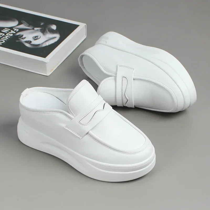 Spring/Summer Thick soled External Sandals 8CM Mule Shoes Womens Flat Shoes Womens Slippers Womens Slippers 250213