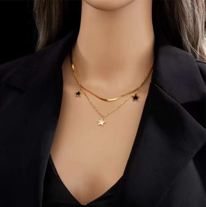 New Five pointed Star Shell 14k Gold Necklace for Women's Light High Sense Instagram, Small and Unique Design, Simple Korean Edition Collar Chain