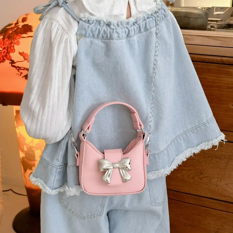 Korean Style Girl Princess Bag Cute Sweet Bow Chain Crossbody Bags for Girls Bowknot Hand Bags Toddler Purses and Handbags Gift 250219