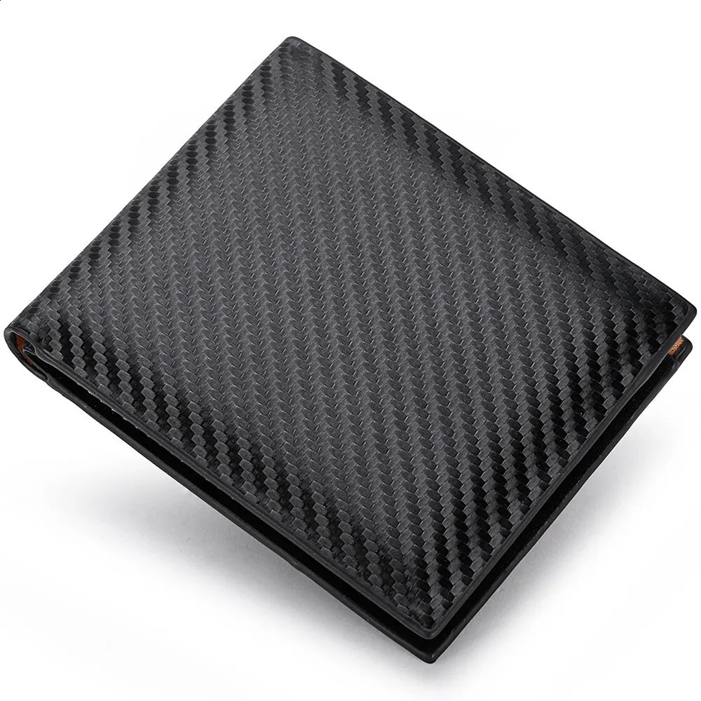 Carbon Fiber Short Wallet Mens Card Bag Integrated Zipper Change Holder 250218