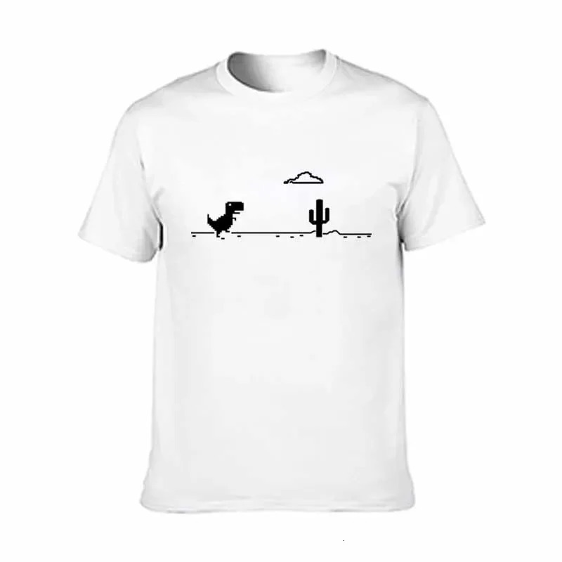 Mosaic Game Cactus Little Dinosaur Prints Men T-Shirts Creativity Street Funny Short Sleeve Casual All-math Mans Clothing 250217