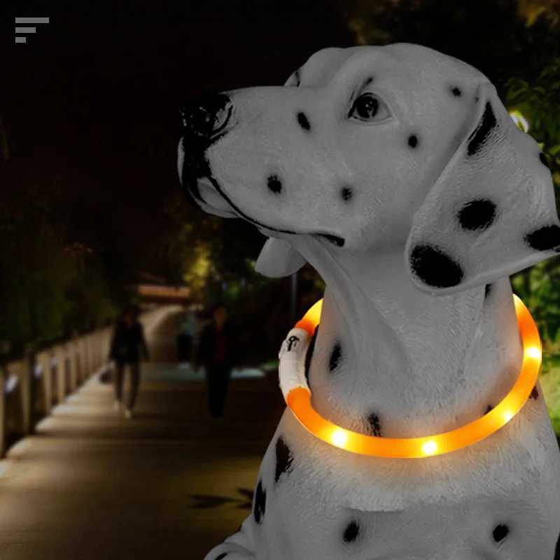 LED Pet Dog Collar USB Charge Collar Detachable Glowing Necklace Light Flashing Dogs Collars Anti-Lost Dog Night Safety Collar W250219