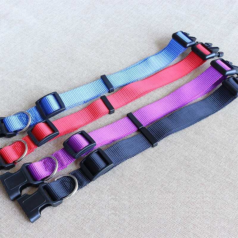 Nylon Dog Collar Adjustable Pet Collar for Small Medium Large Dogs Pitbull Pug Solid Color Dog Leash Pet SuppliesXJ250218