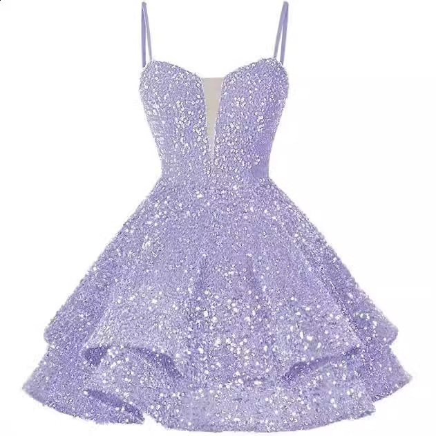 Shiny Short Homecoming Strap Sexy Dress 2025 New Shiny Sweet Ball Party Evening Dress 240801