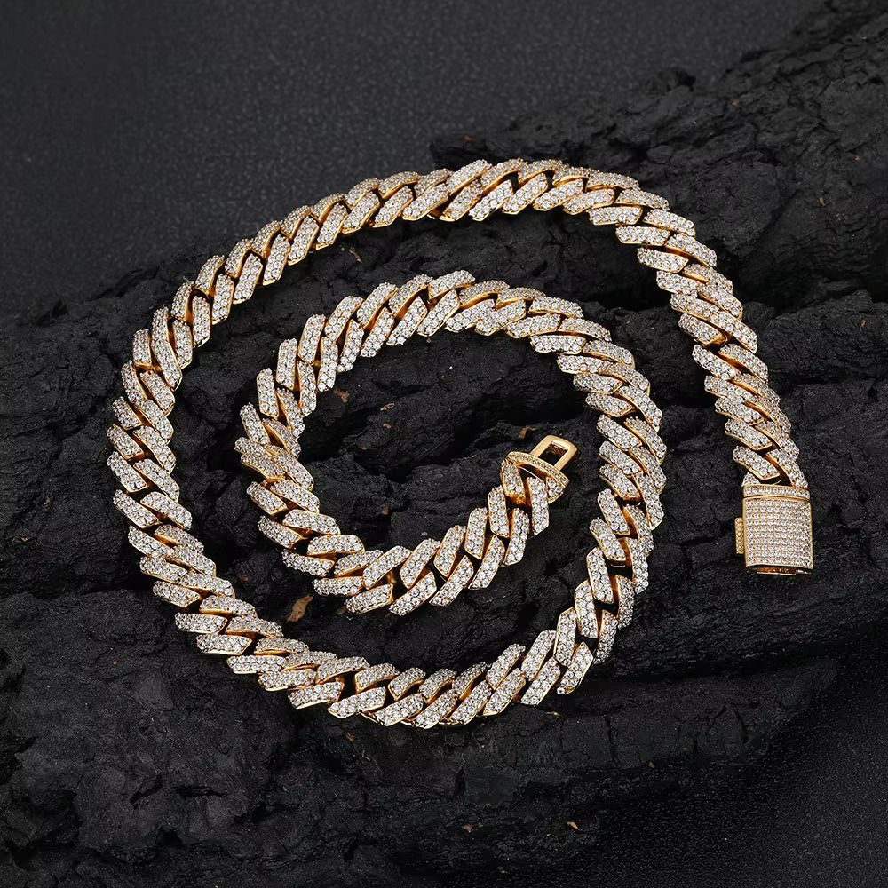 10mm Hip Hop Dia Necklace Iced Out Micro Pave Cz Cuban k Chain for Men Women