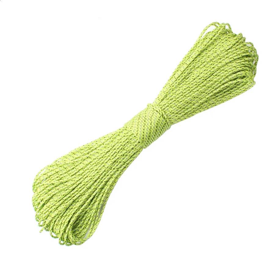 CAMPINGSKY Paracord 2mm Reflective Rope 3 Strand Core Outdoor Camping Cord Parachute Lanyard Tent Multifunction 250611