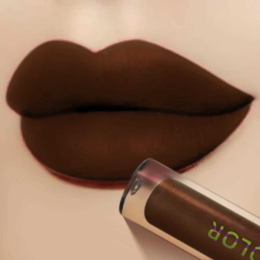 Rich pigment matte velvet brown lip color - non stick durable velvet smooth finish - moisturizing lip glue and lipstick MW250219