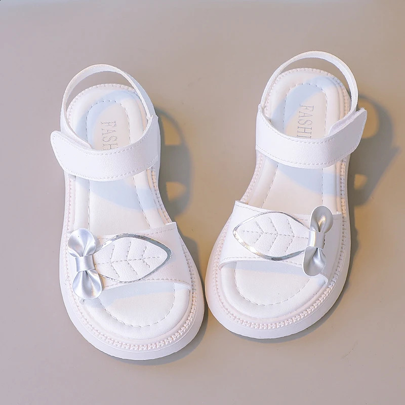 Girl Sandals Leave Fashion Childrens Shoes Korean Style Childrens Shoulder Strap Shoes Simple Platform Hook Loop Breathable PU 250219