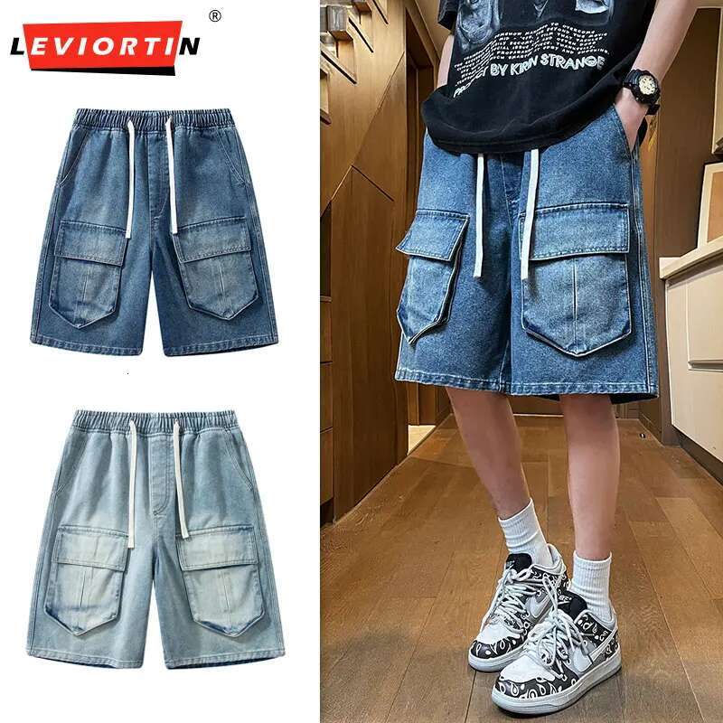 Men's New Multi Pocket Designer Denim Shorts Casual And Fashionable Denim Shorts Outdoor Sports Elastic Washed Straight Leg Work Pants Denim Shor