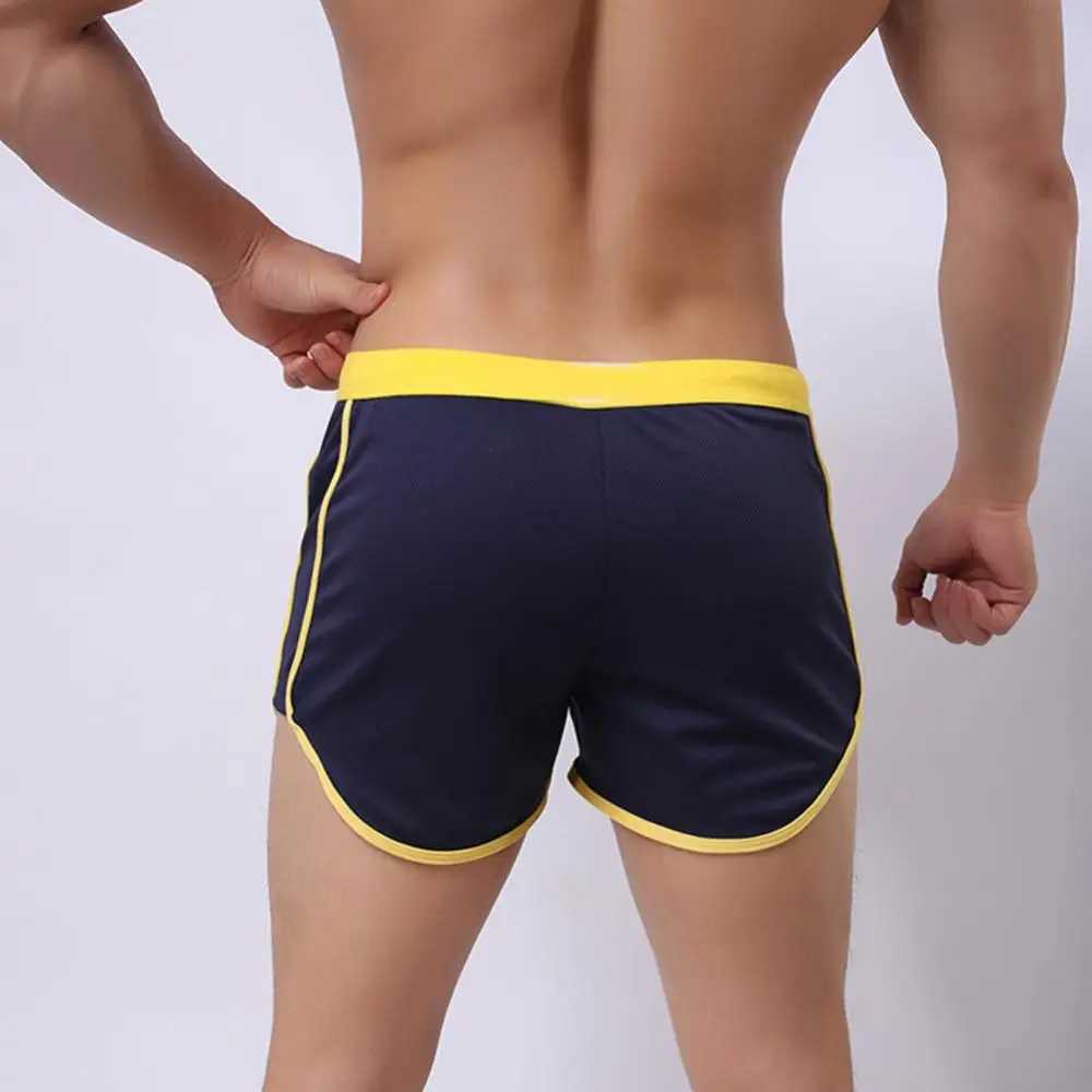 Men Color Block Summer Sports Gym Drawstring Shorts Beach Pants Swimming Trunks Sports Shorts Fitness Swimming Boxer Beach Pants W250219