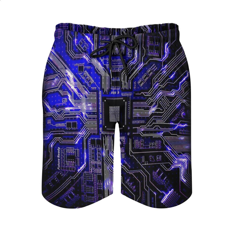 Electronic Motherboard 3D Printed Short Pants Technology Chip Graphic Beach Shorts For Men Clothes Casual Male Trunks Trousers 250217